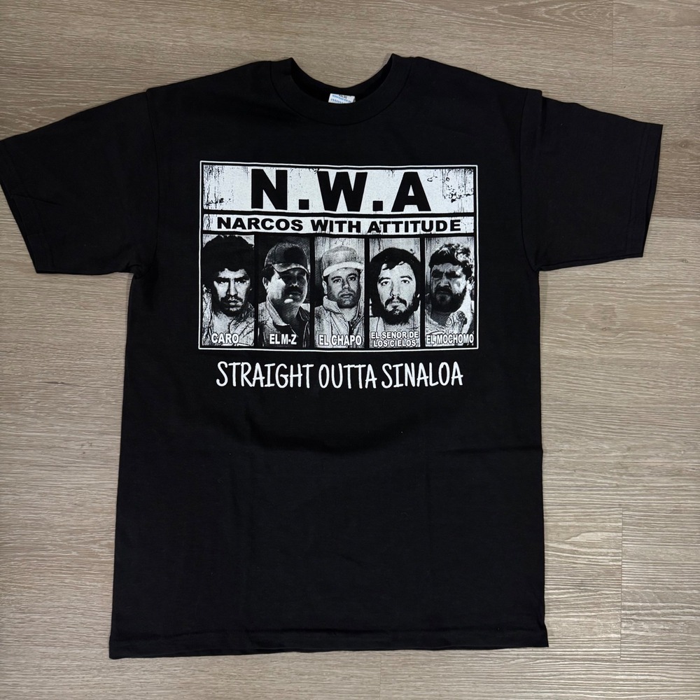 TeeStyled T Shirt Mens Medium Black Narcos With Attitude Straight Outta Sinaloa